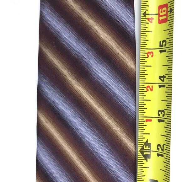 IKE BEHAR Men's 100% Silk Tie Hand Tailored Brown Purple Beige Striped Necktie - Picture 6 of 10